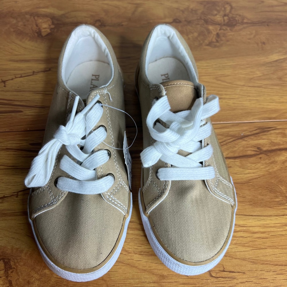 The Children's Place Sneakers Kids Size 2 Natural Tan Low Top Lace Up NEW‎